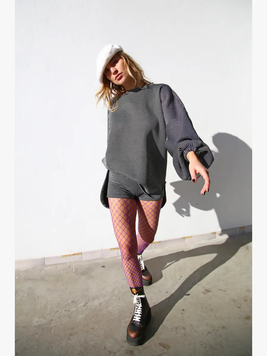 MAXI FELPA RIGATA BIANCO E NERO