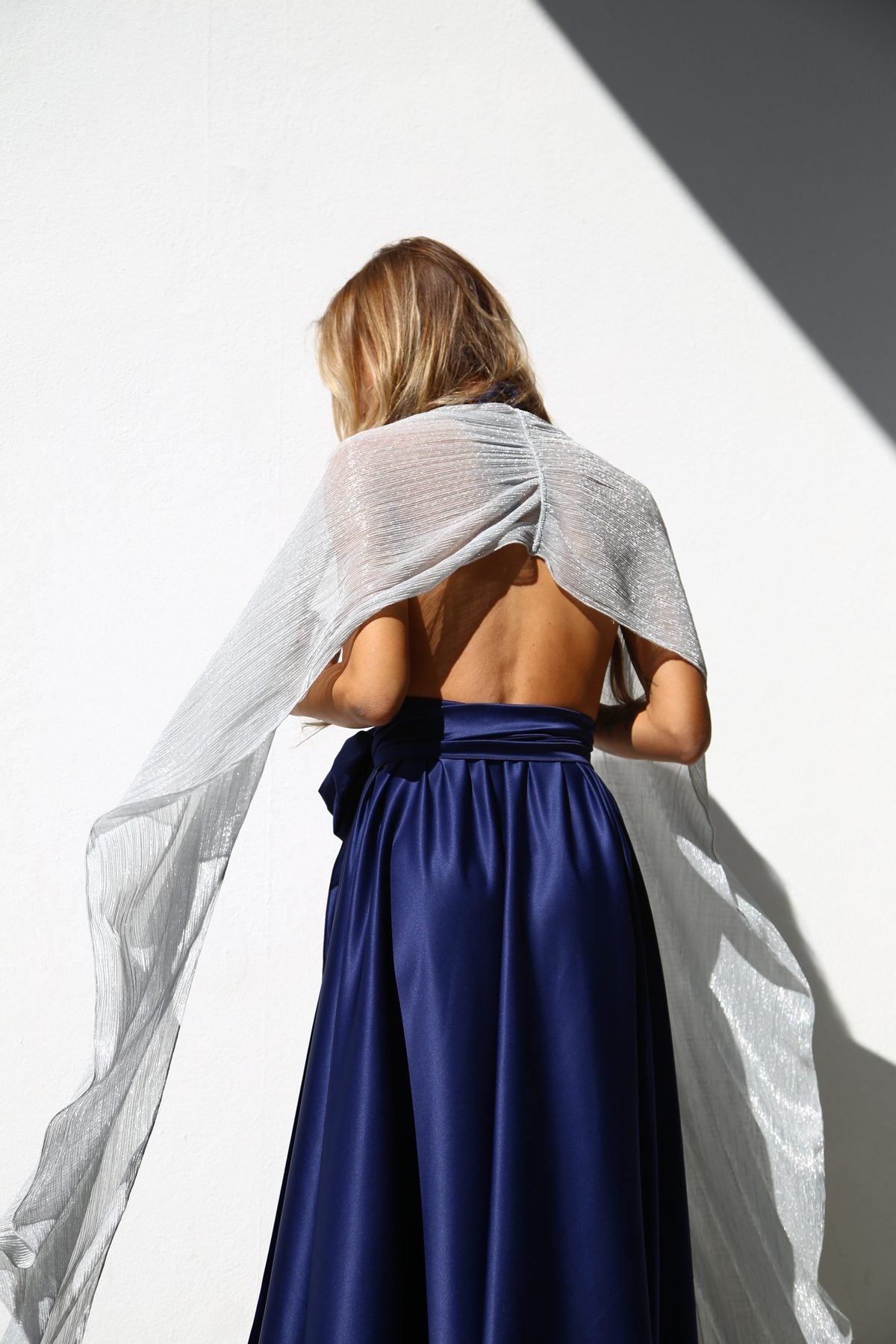P3185 STOLA LUREX PLISSE ARGENTO