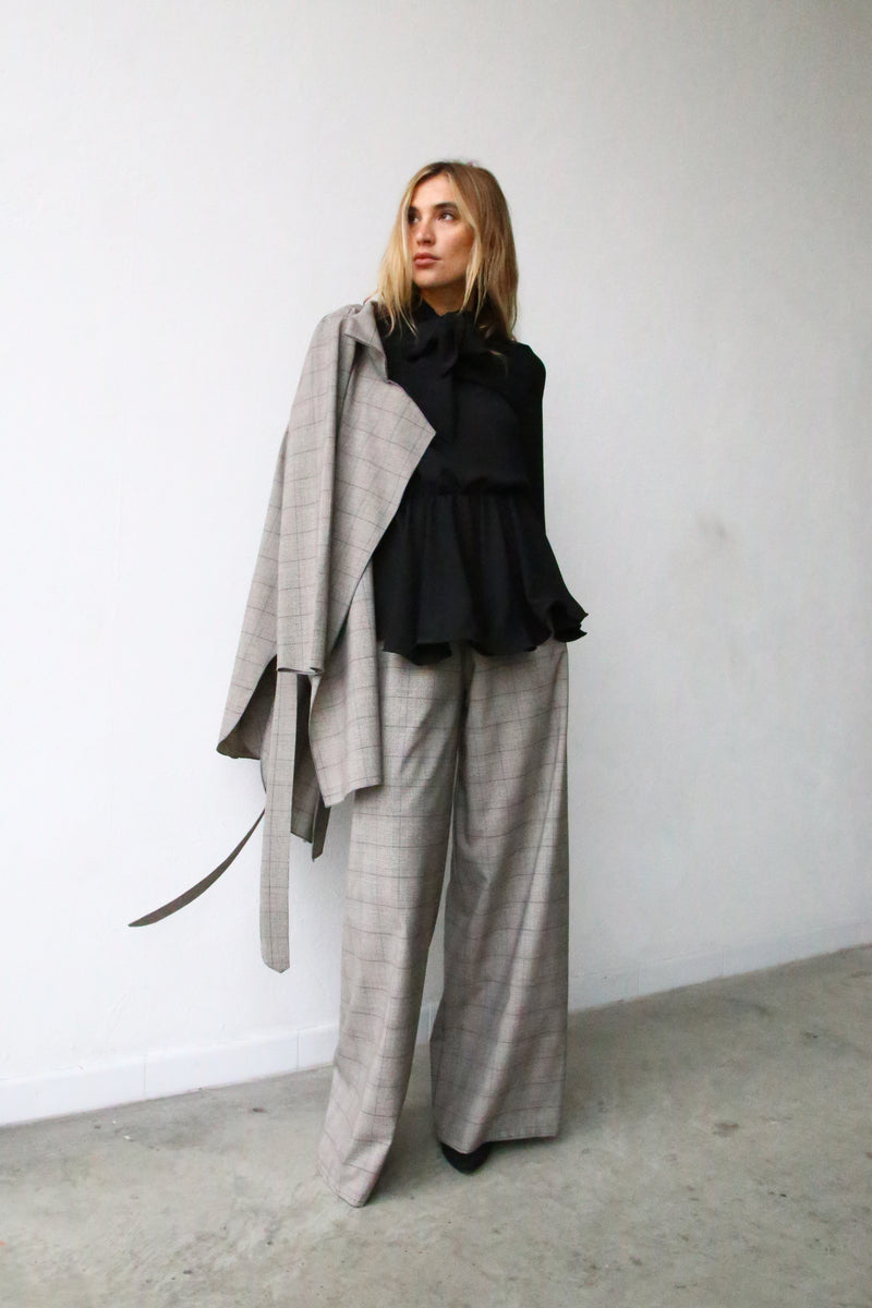 A3052 PANTALONE SCAMPANATO TWEED GRIGIO