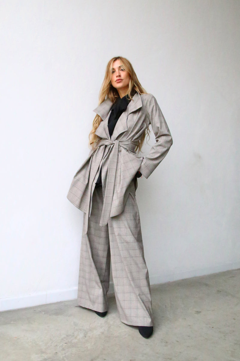 A3052 PANTALONE SCAMPANATO TWEED GRIGIO