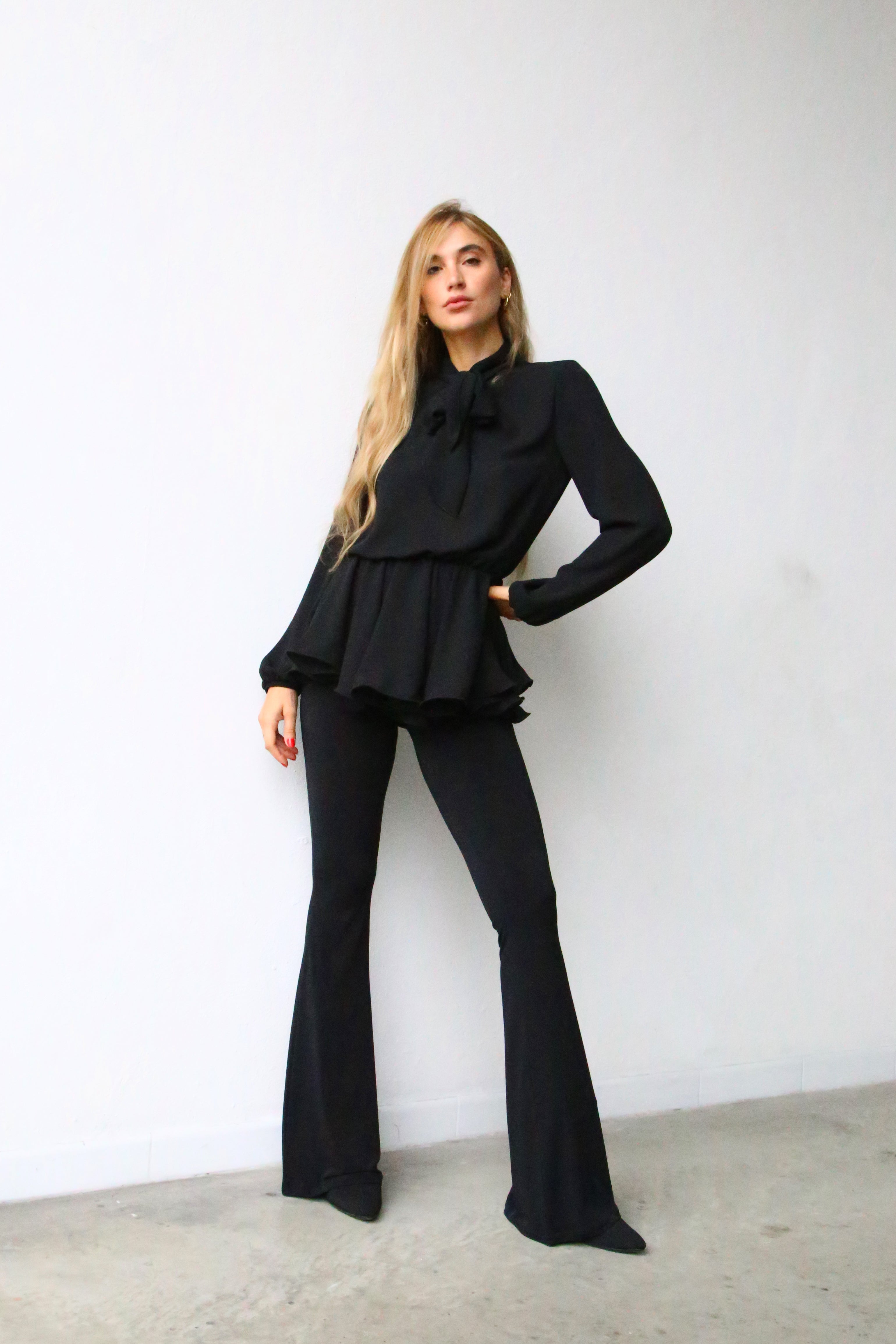 A6048 Pantaloni a zampa microfibra