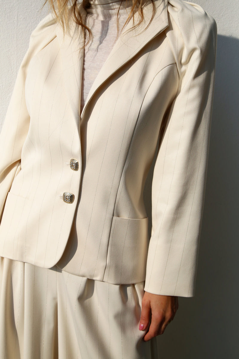 A6093 GIACCA MANICHE PALLONCINO GESSATO PANNA