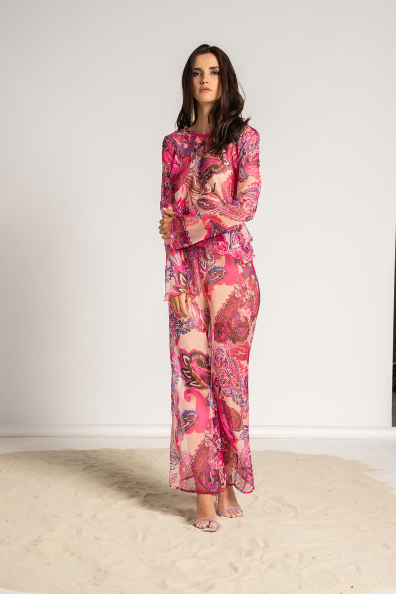 P6022 CAMICETTA BASIC MANICA SCAMPANATA KASHMIR FUCSIA