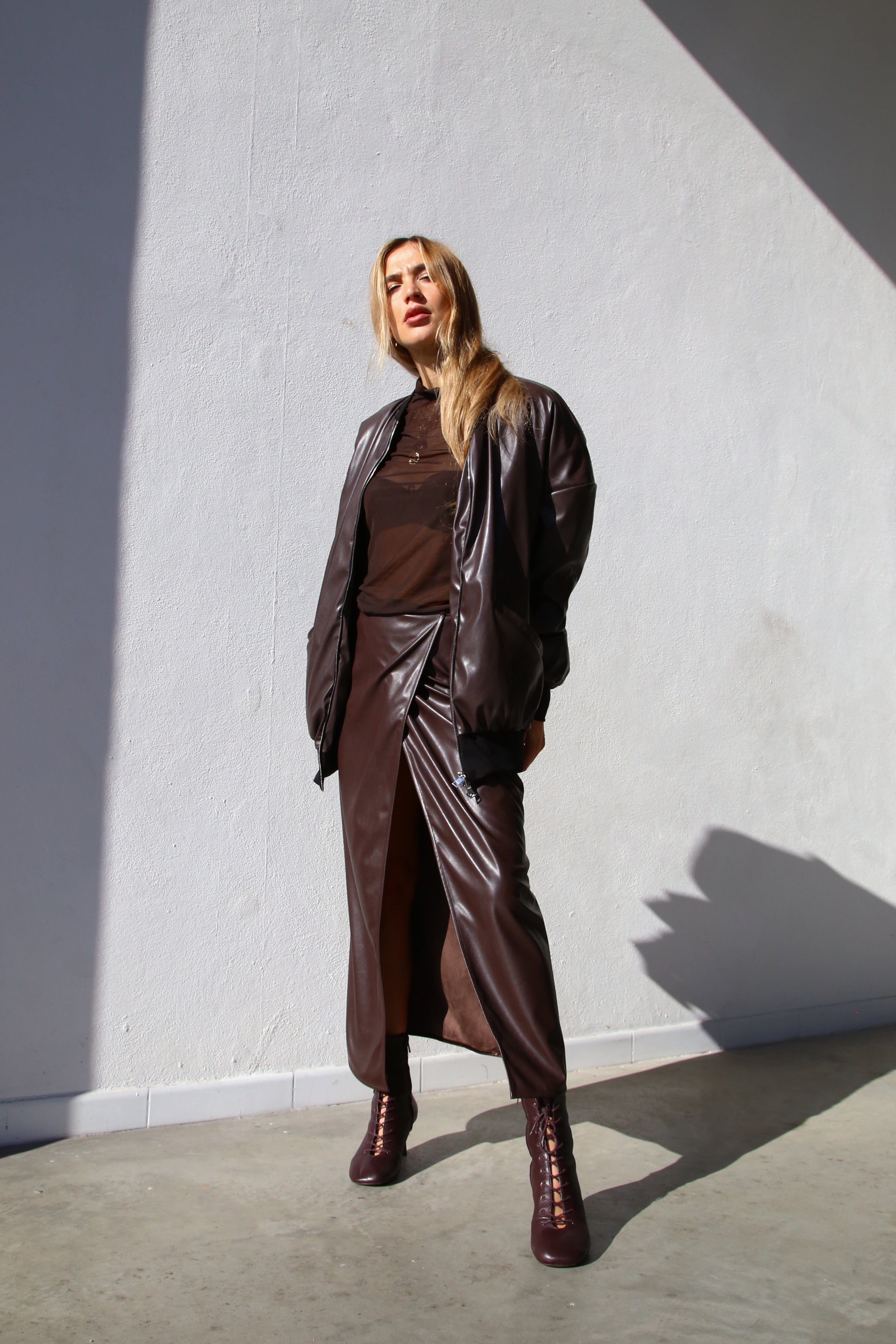 A6060 GONNA A PORTAFOGLIO ECOPELLE MARRONE