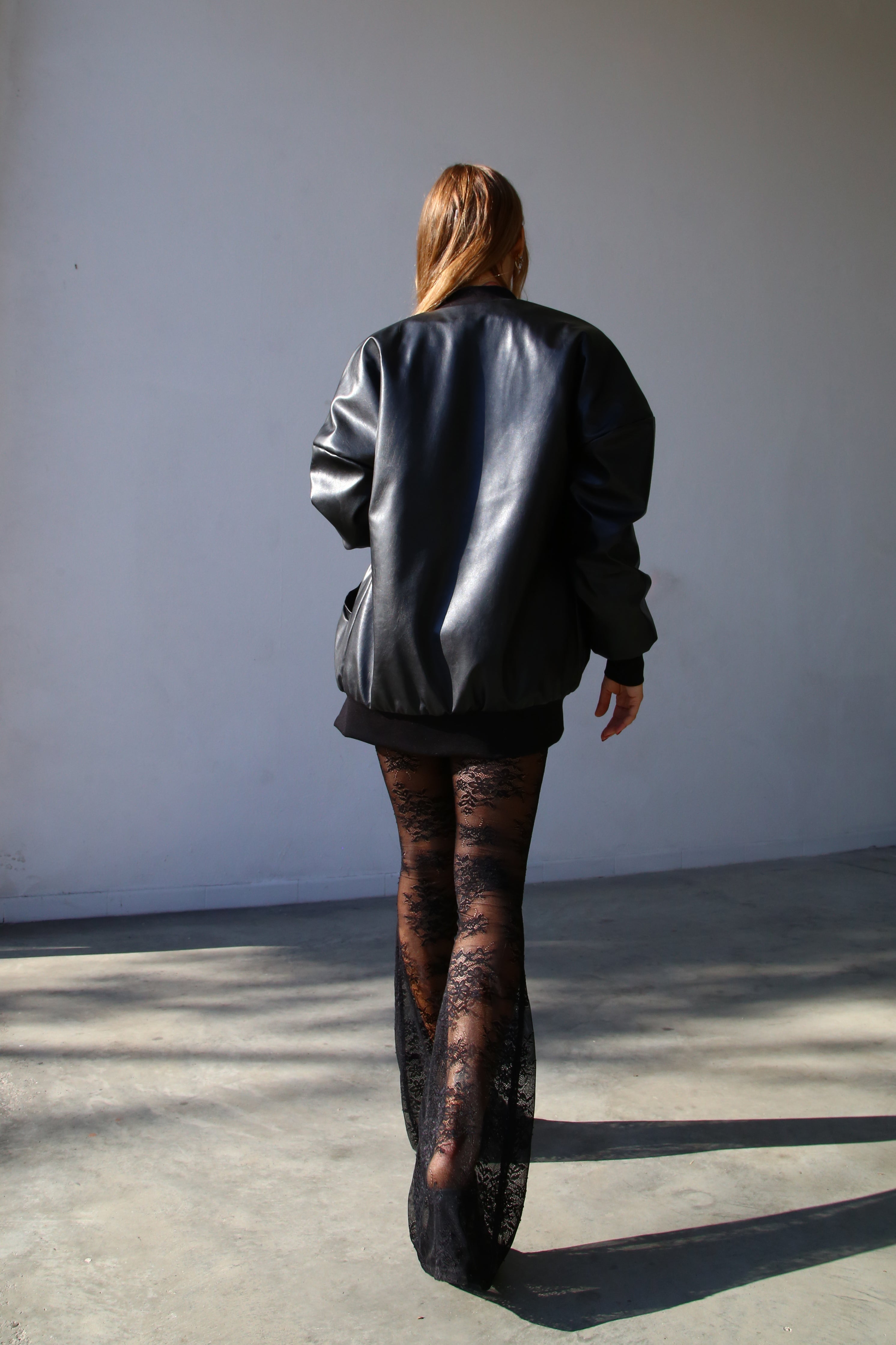 BOMBER LUNGO ECOPELLE NERO