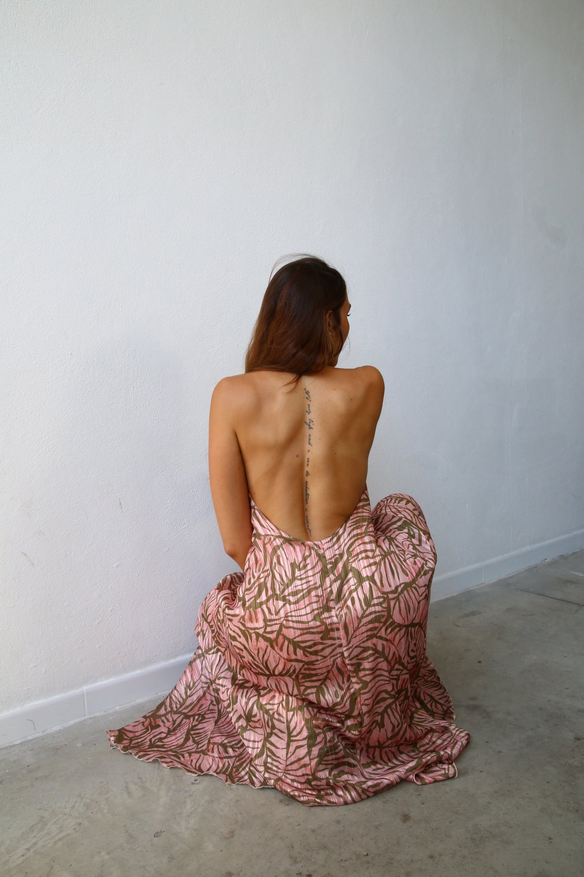 E2156 ABITO AMPIO AMERICANA CON CATENA F7 LUREX PESCA FOGLIE VERDI