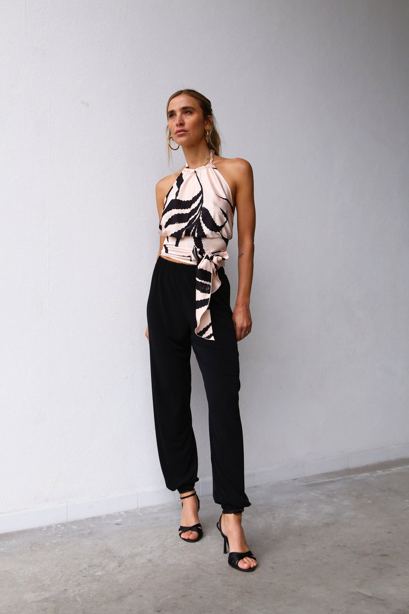 A4059 TROUSERS WITH ELASTICATED WAIST AND CUFFS