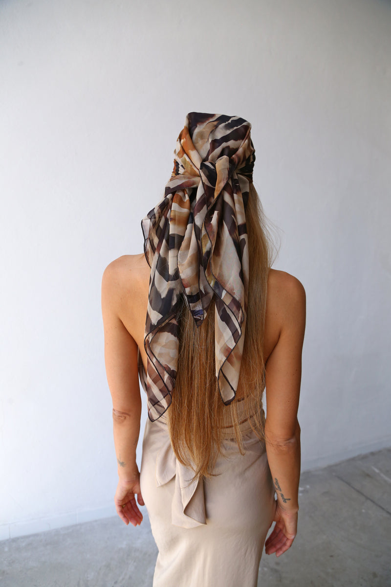E2182 FOULARD VOILLE ZEBRATO MARRONE