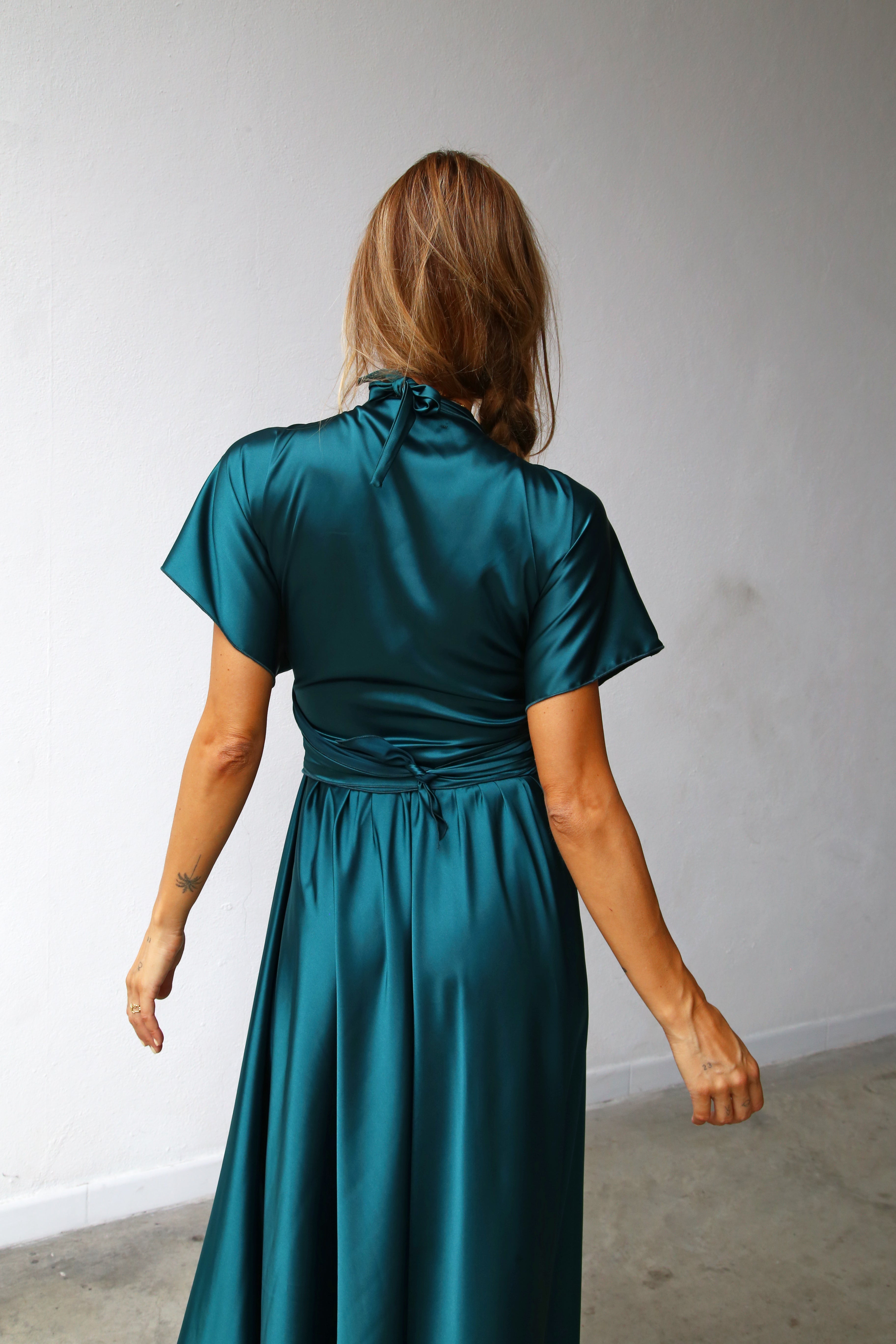 P3098 COPRISPALLE KIMONO CON FIOCCO BOTTIGLIA VERDE