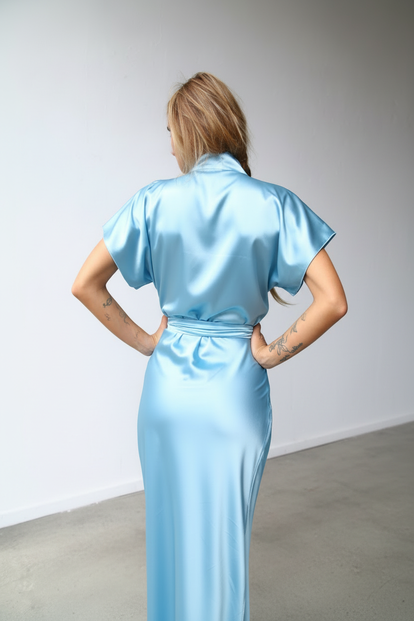 P3098 COPRISPALLE KIMONO CON FIOCCO AZZURRO CIELO