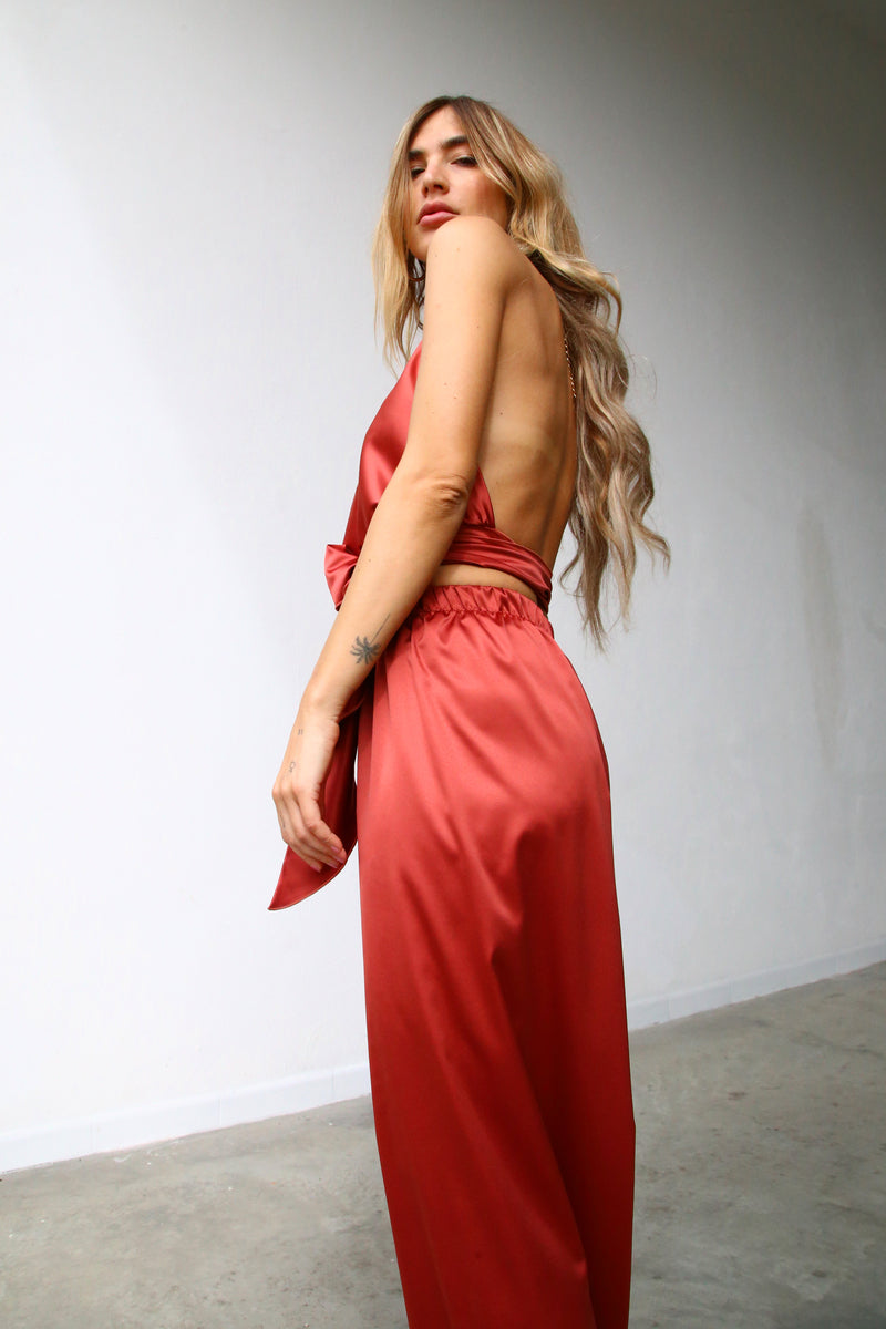 P3052 PANTALONI SCAMPANATI COGNAC