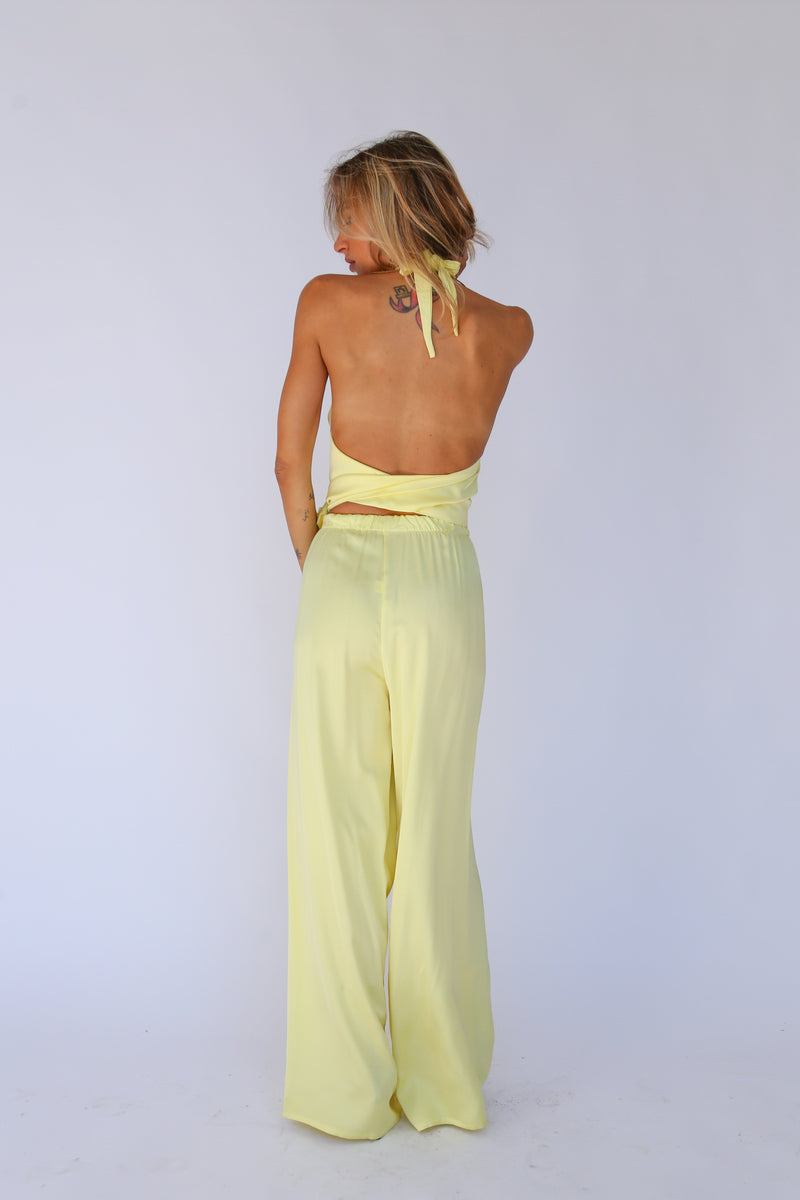 Yellow viscose Marilyn top with sash