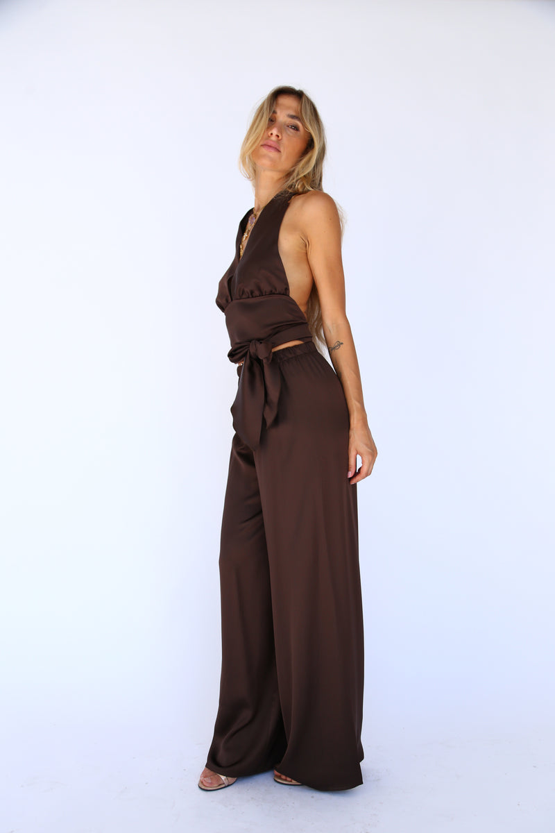 Marilyn top with brown viscose sash