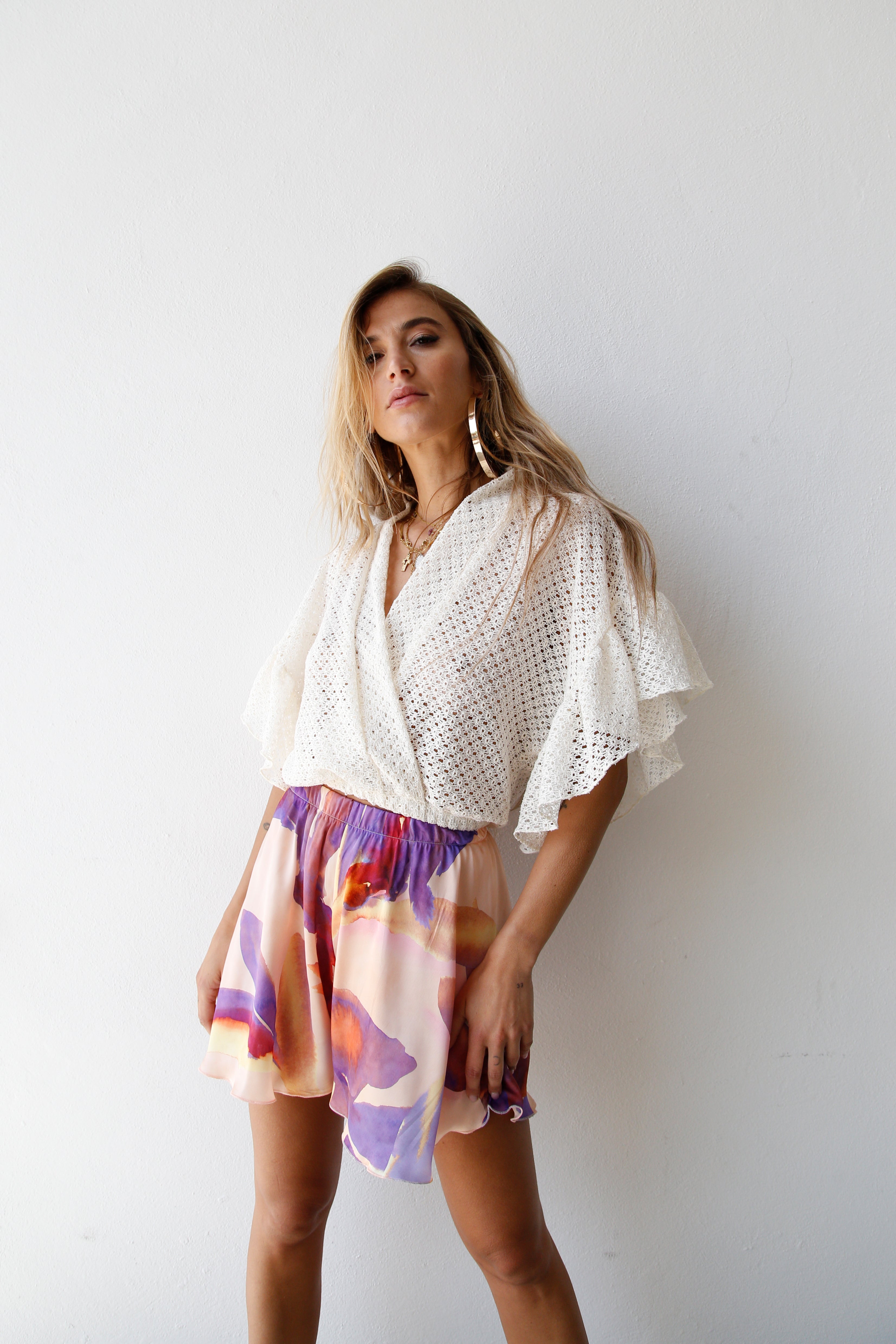 A4041 SHORT FANTASIA FOGLIE VIOLA