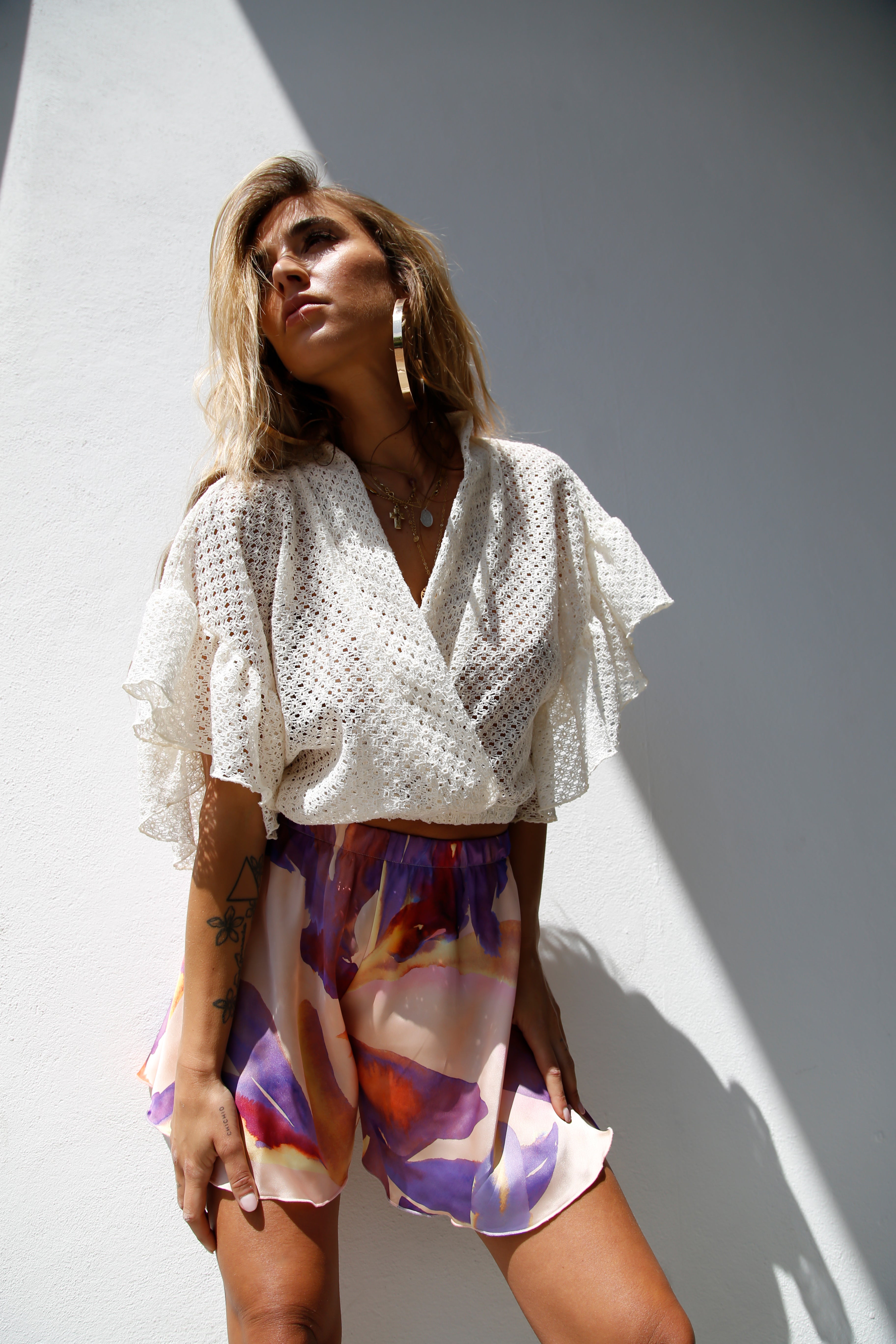 A4041 SHORT FANTASIA FOGLIE VIOLA