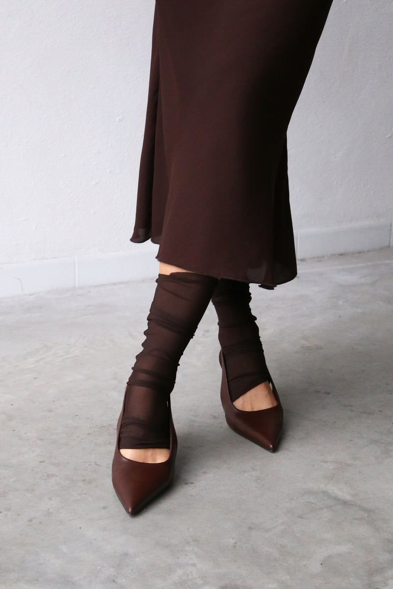 Calzino in tulle cioccolato