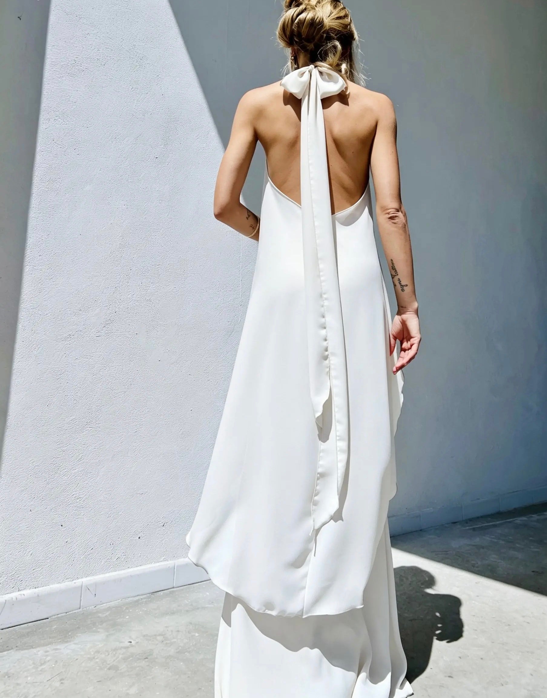 GONNA LUNGA A SIRENA VOILLE BIANCO