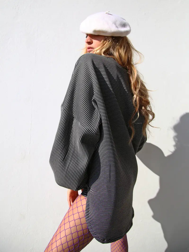 MAXI FELPA RIGATA BIANCO E NERO