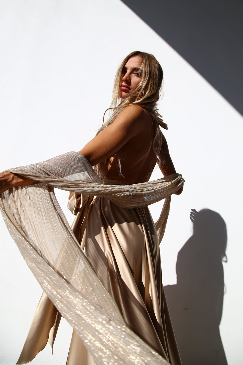 P3185 STOLA LUREX PLISSE ORO