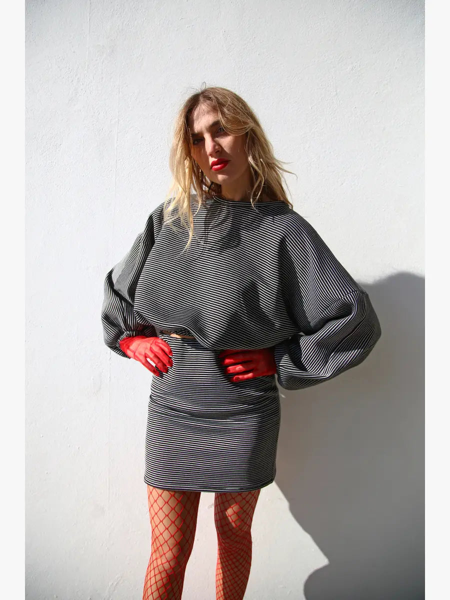 MINIGONNA RIGATO BIANCO E NERO