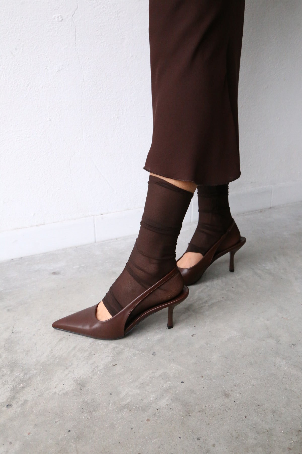 Décolleté marrone slingback