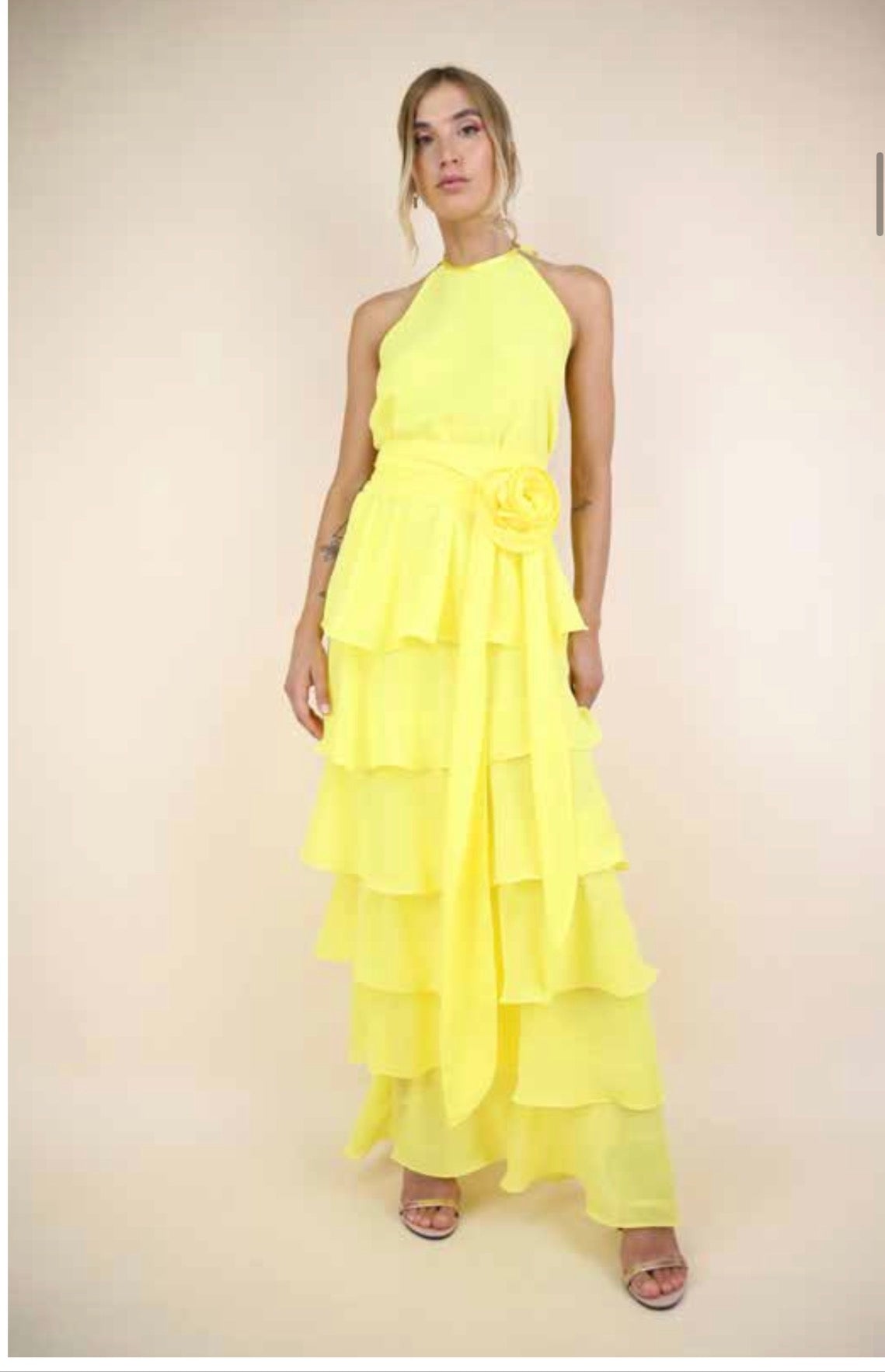 ABITO CHARLESTONE GIALLO AMERICANA LEGATO AL COLLO