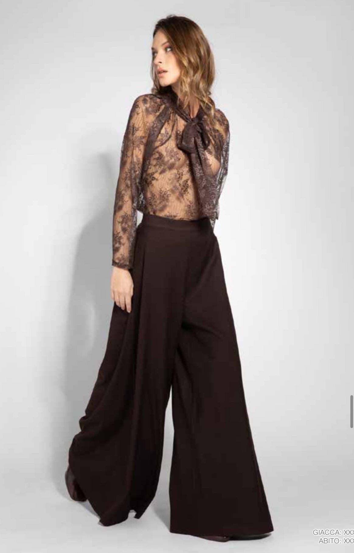 A6054 PANTALONE LUNGO AMPIO MARRONE