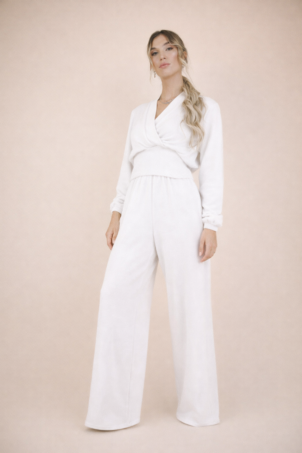 P3052 PANTALONE SCAMPANATO LANA PANNA