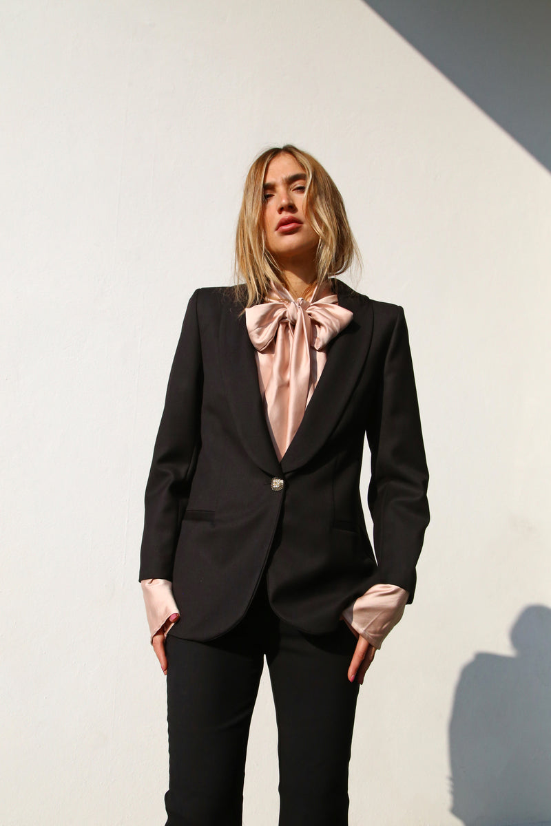 A6092 GIACCA COLLO SCIALLE NERO