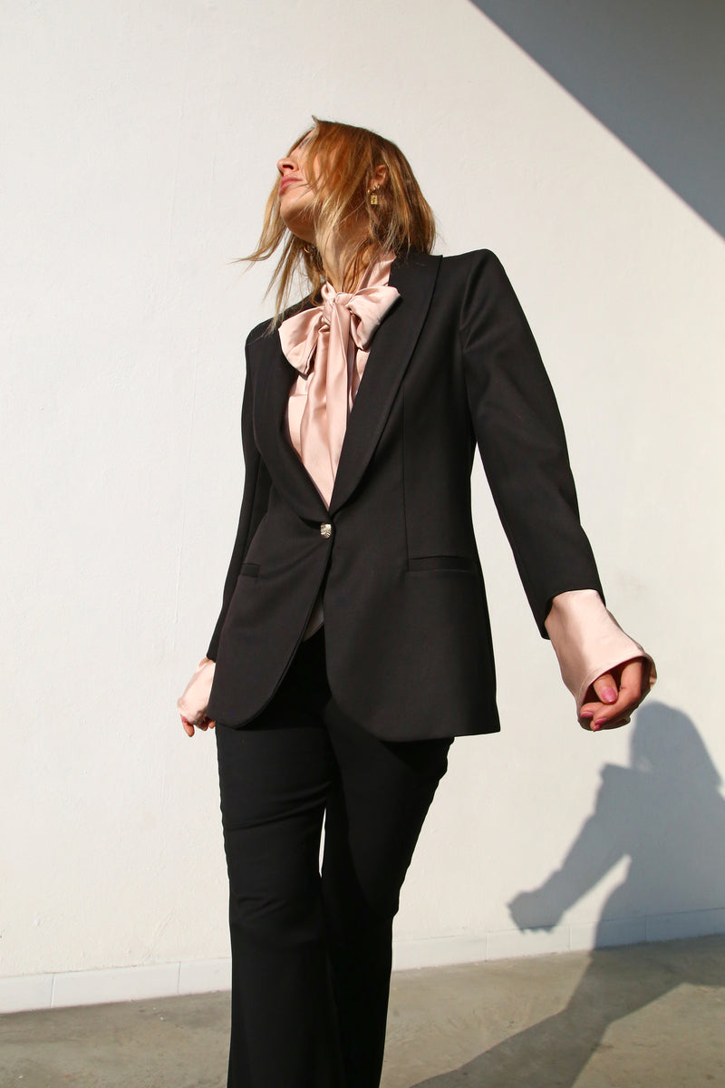 A6092 GIACCA COLLO SCIALLE NERO