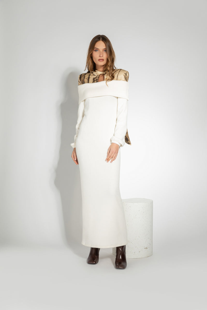 A6022 CAMICETTA FIOCCO AL COLLO E SPALLINE ZEBRATA BEIGE