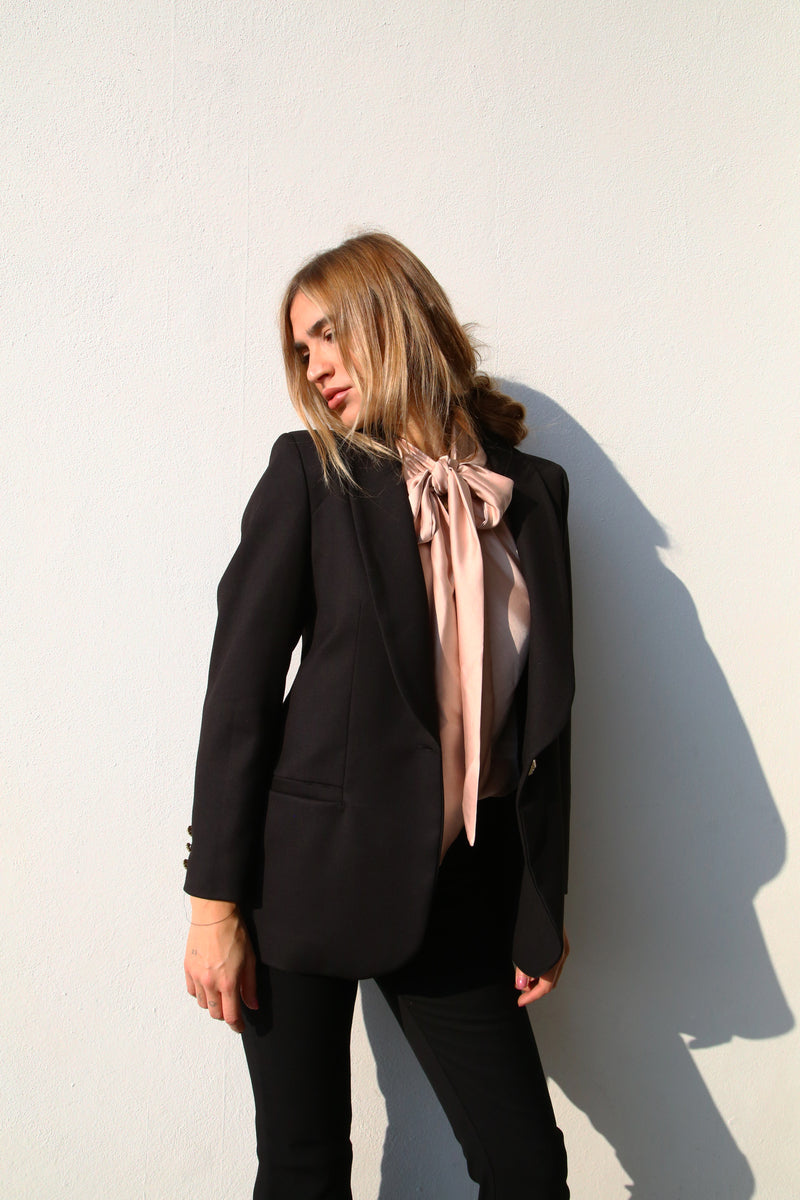 A6092 GIACCA COLLO SCIALLE NERO