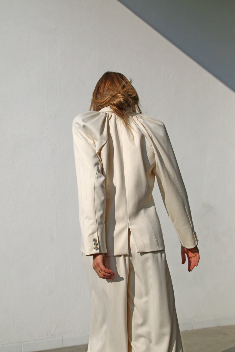 A6093 GIACCA MANICHE PALLONCINO GESSATO PANNA