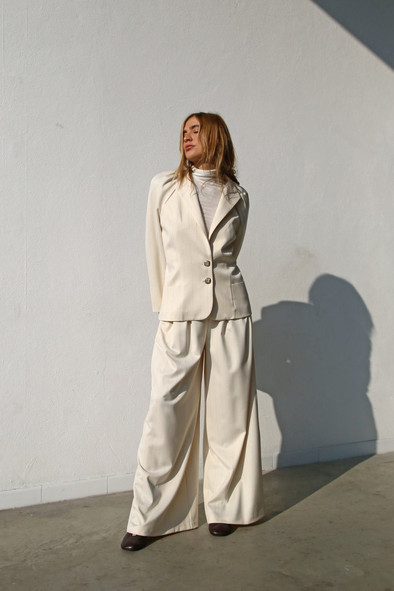 A6093 GIACCA MANICHE PALLONCINO GESSATO PANNA