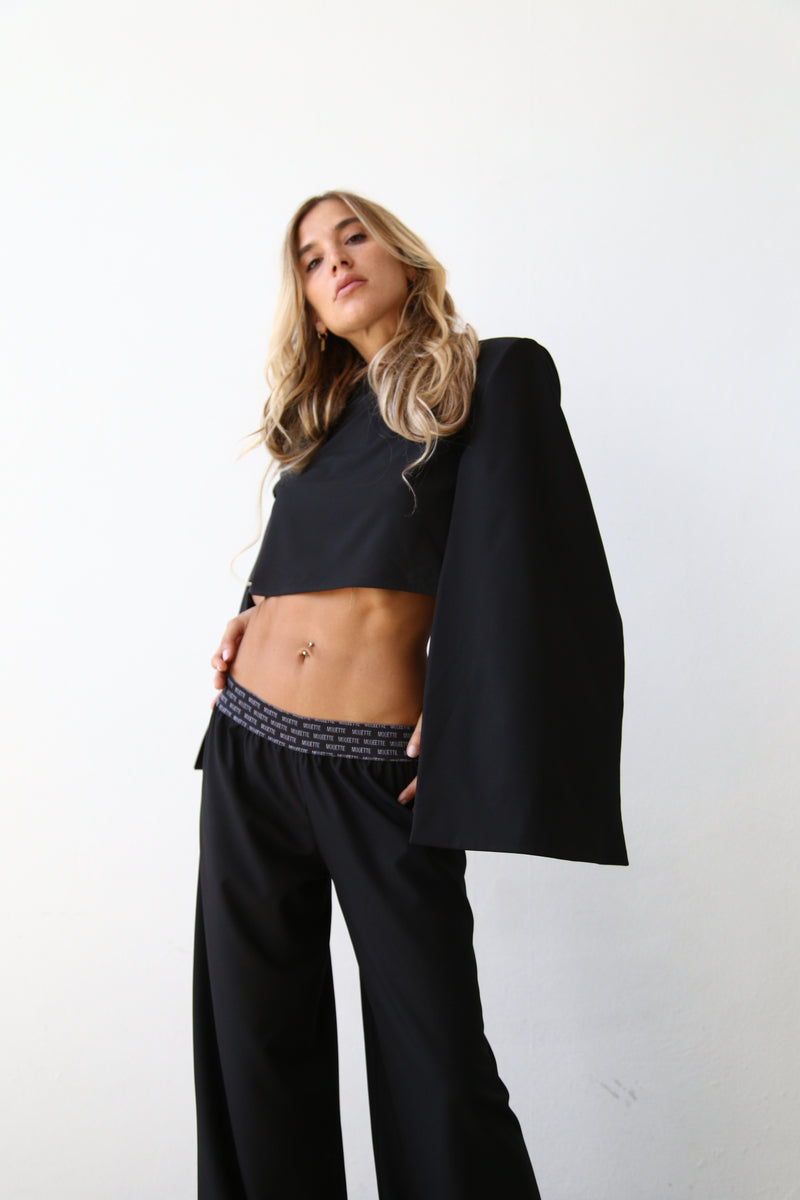 Maglia manica lunga cut out nero