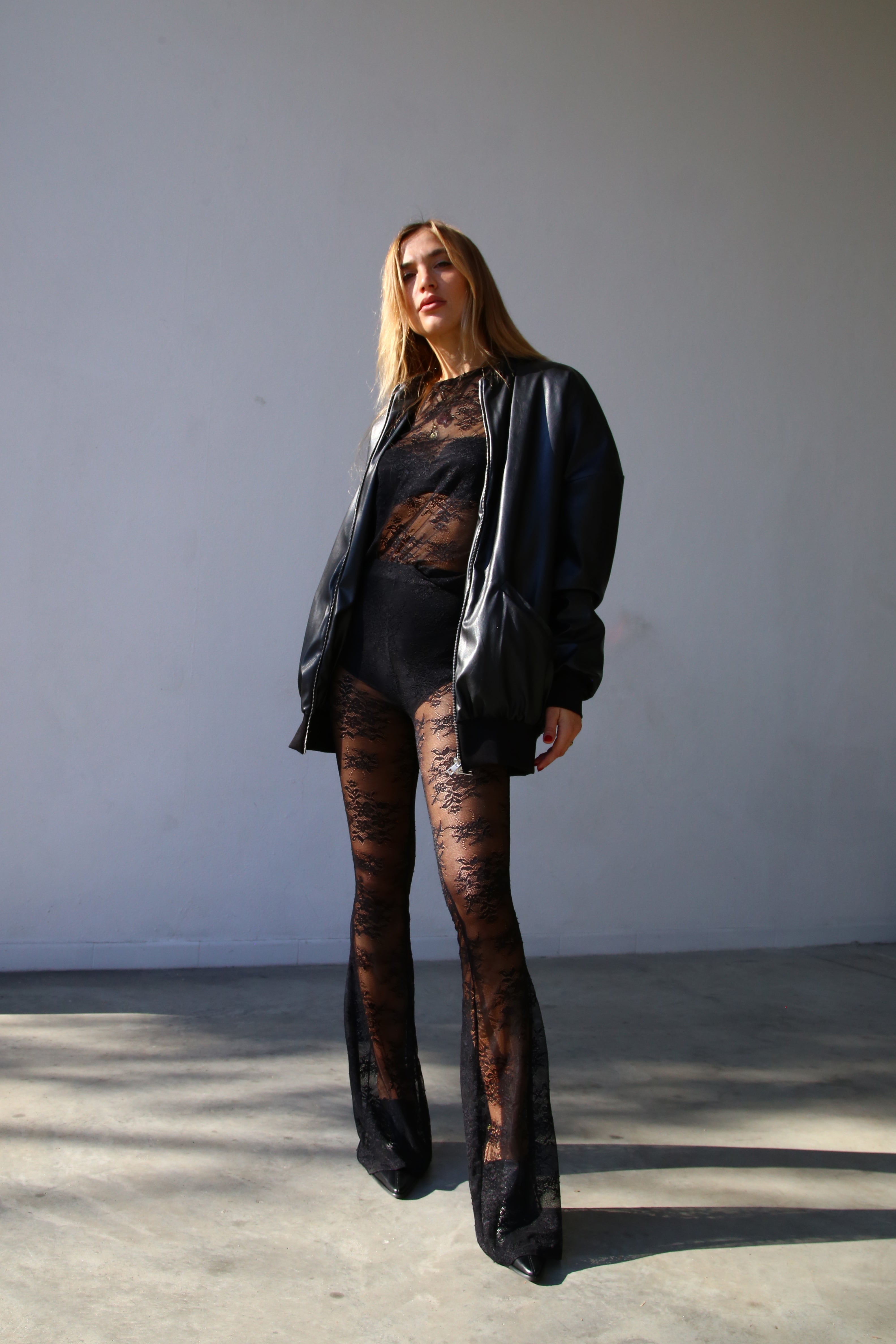 BOMBER LUNGO ECOPELLE NERO