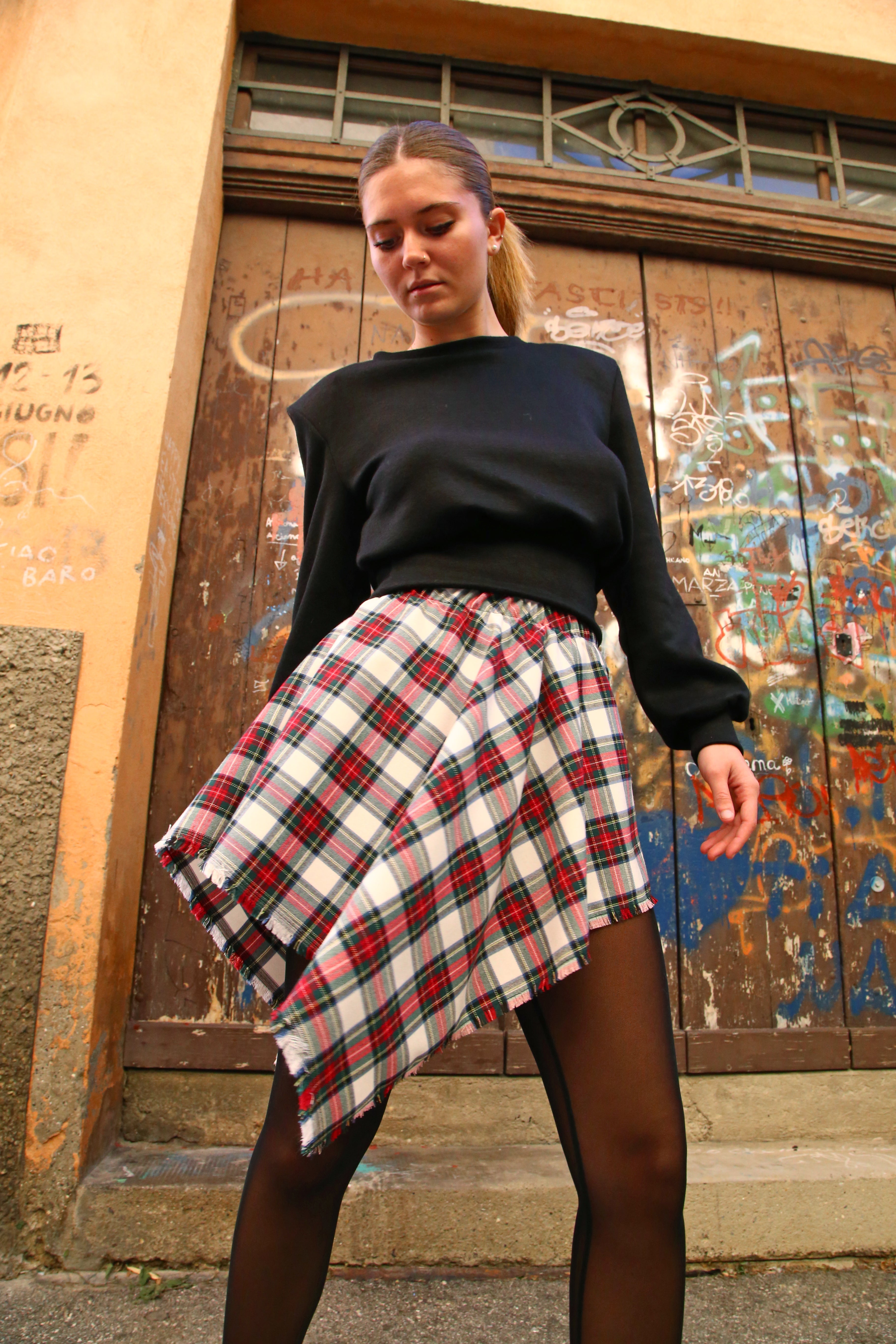 MINIGONNA TARTAN ROSSO