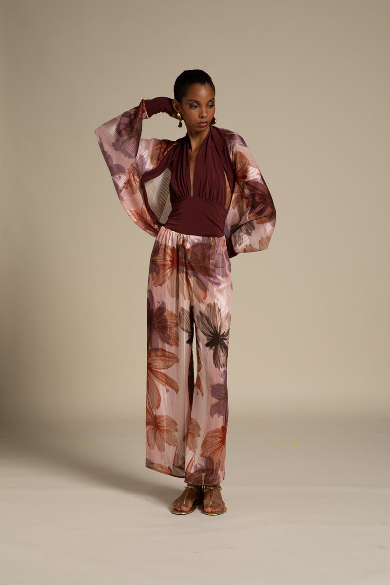 P5052 PANTALONE PALAZZO DEVOIREE F5 MALVA