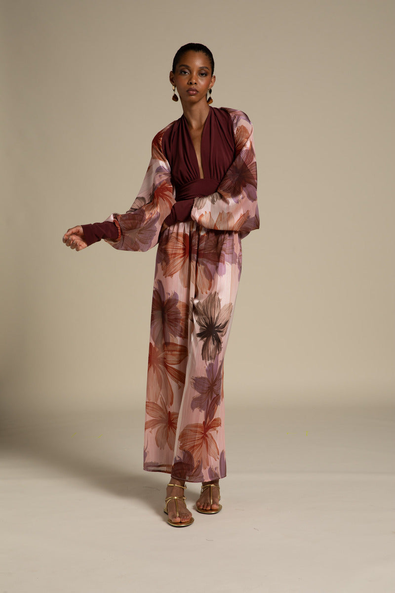 P5052 PANTALONE PALAZZO DEVOIREE F5 MALVA
