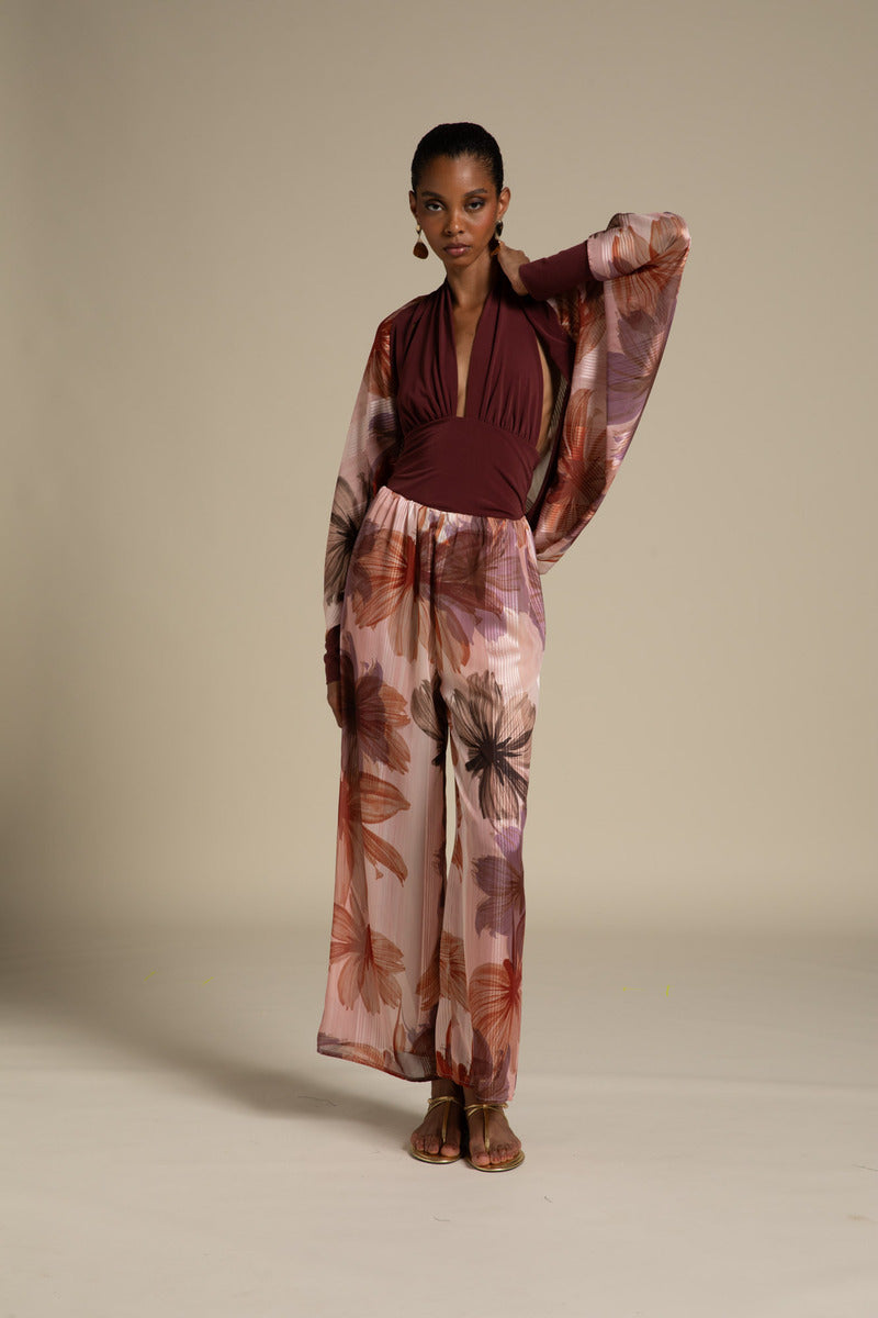 P5052 PANTALONE PALAZZO DEVOIREE F5 MALVA