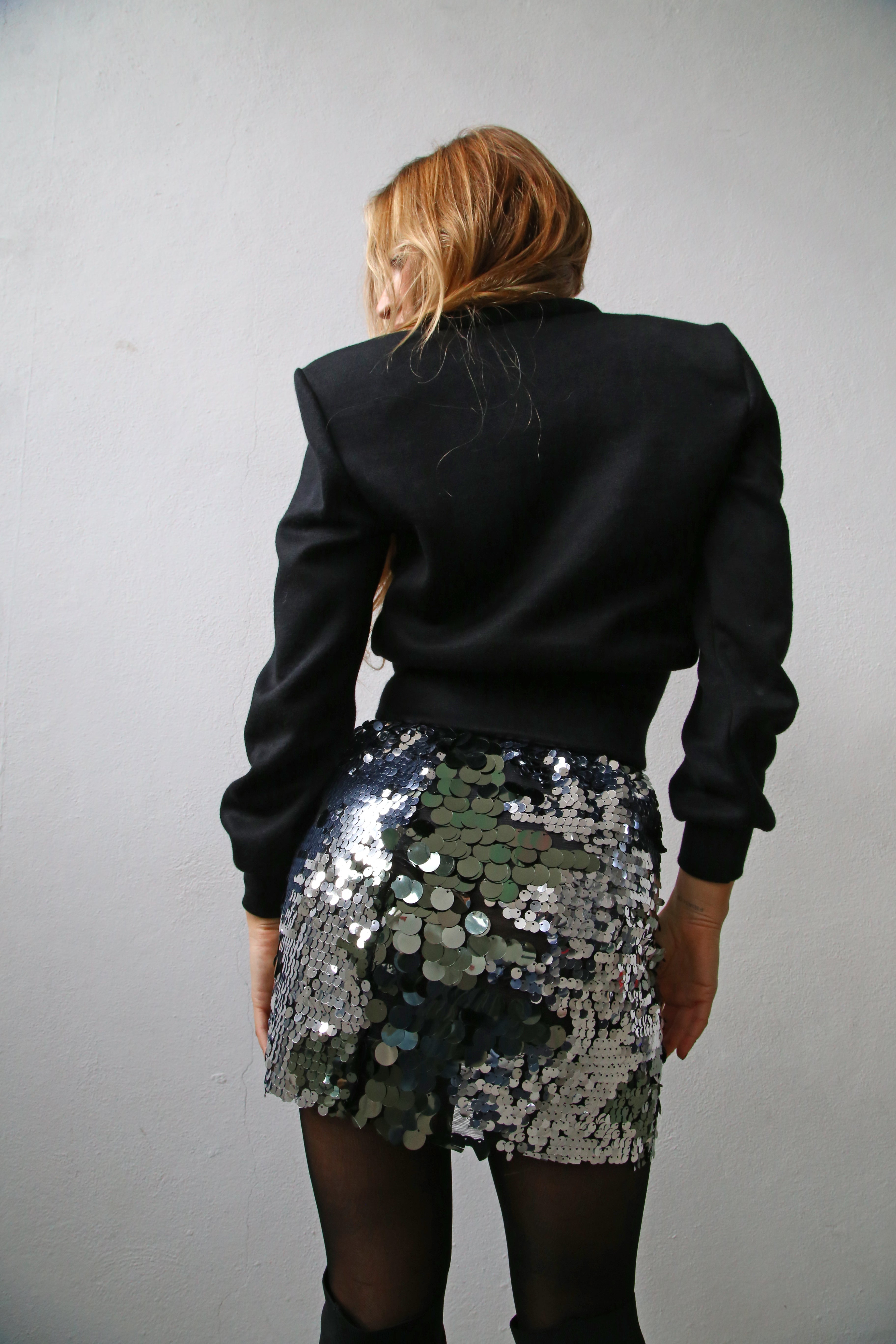 MINIGONNA MAXI PAILLETTES PIOMBO