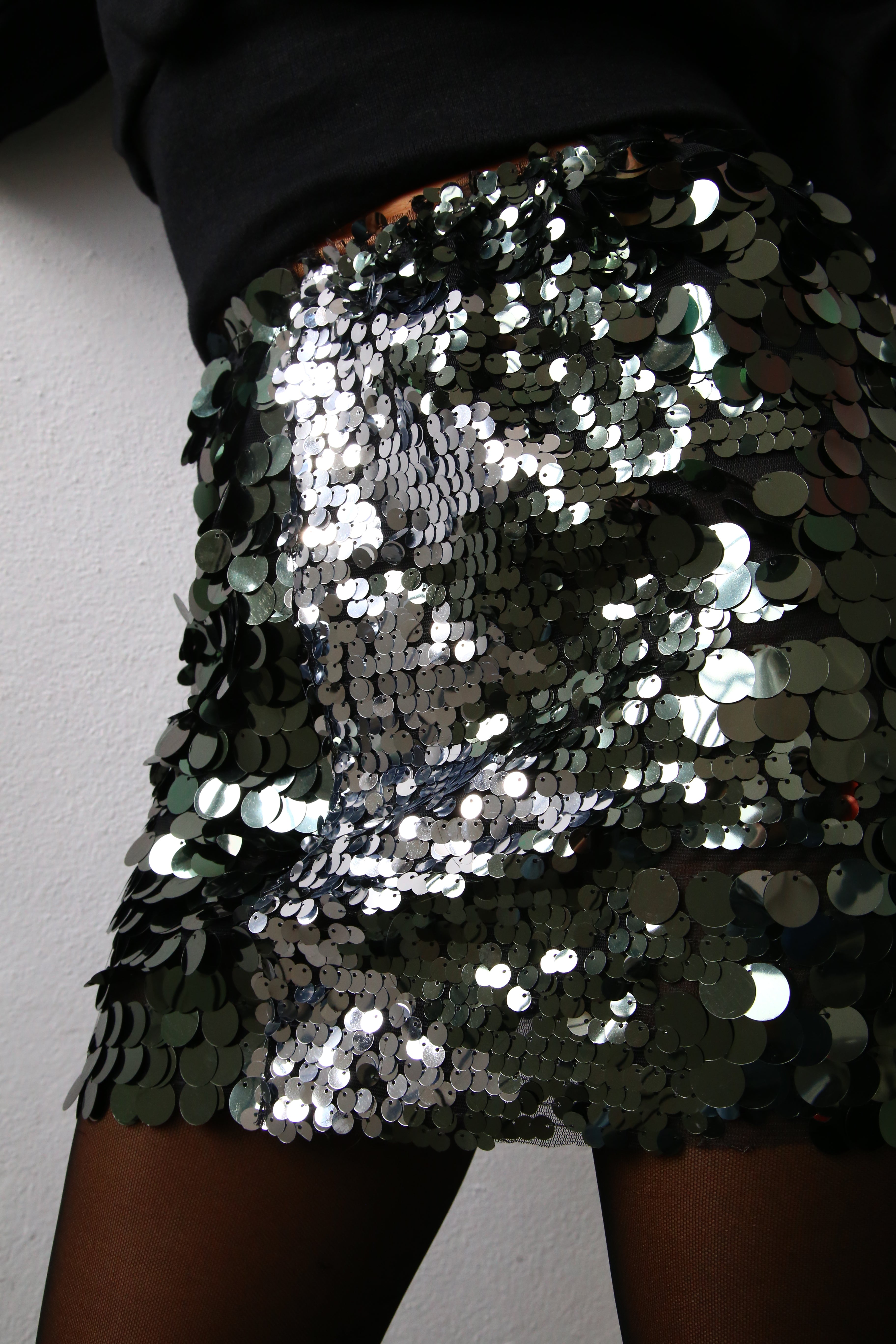 MINIGONNA MAXI PAILLETTES PIOMBO