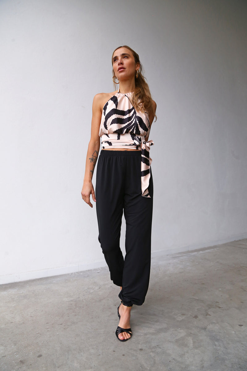 A4059 TROUSERS WITH ELASTICATED WAIST AND CUFFS