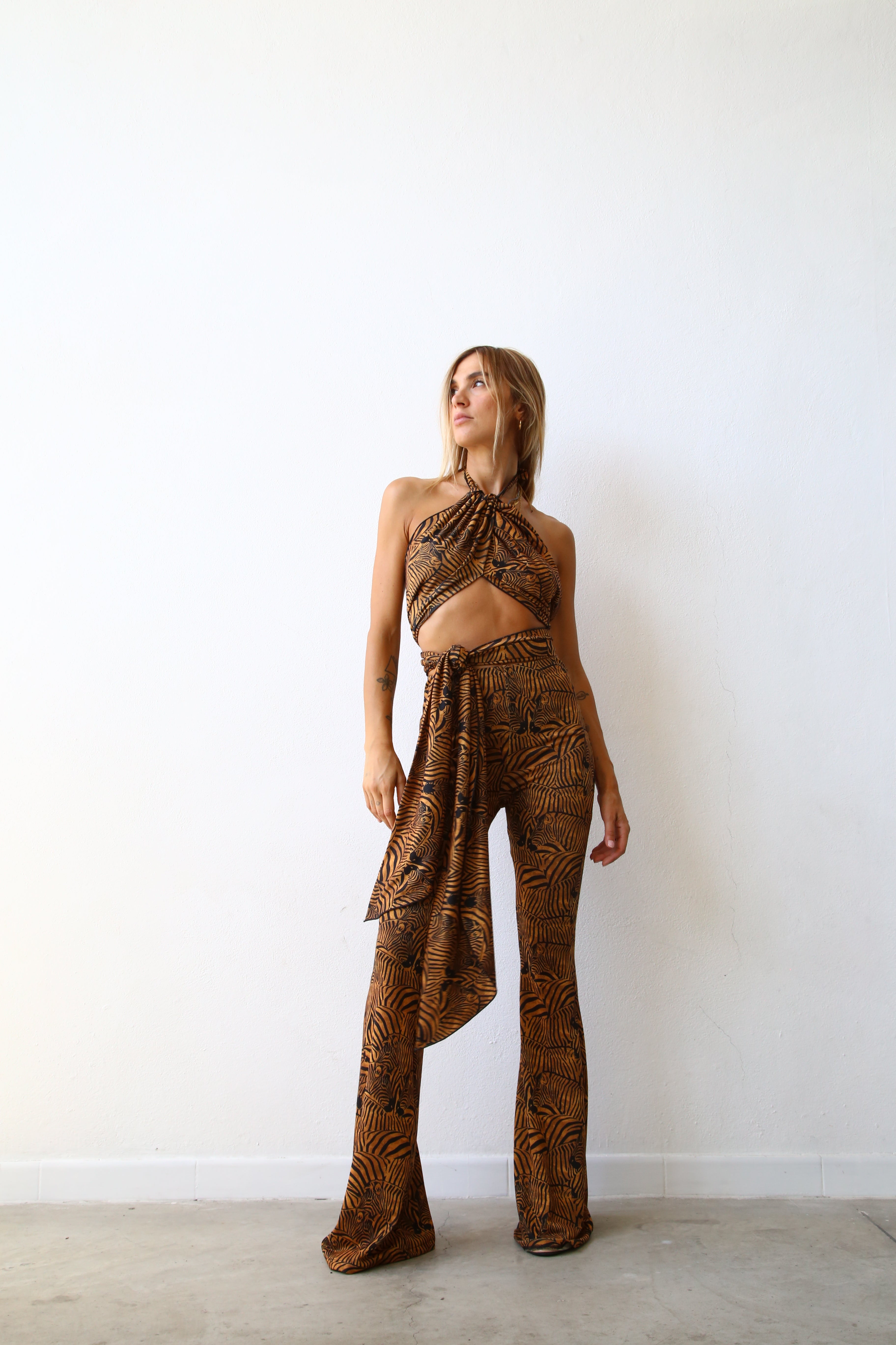 TIGER LUREX FLARED TROUSERS