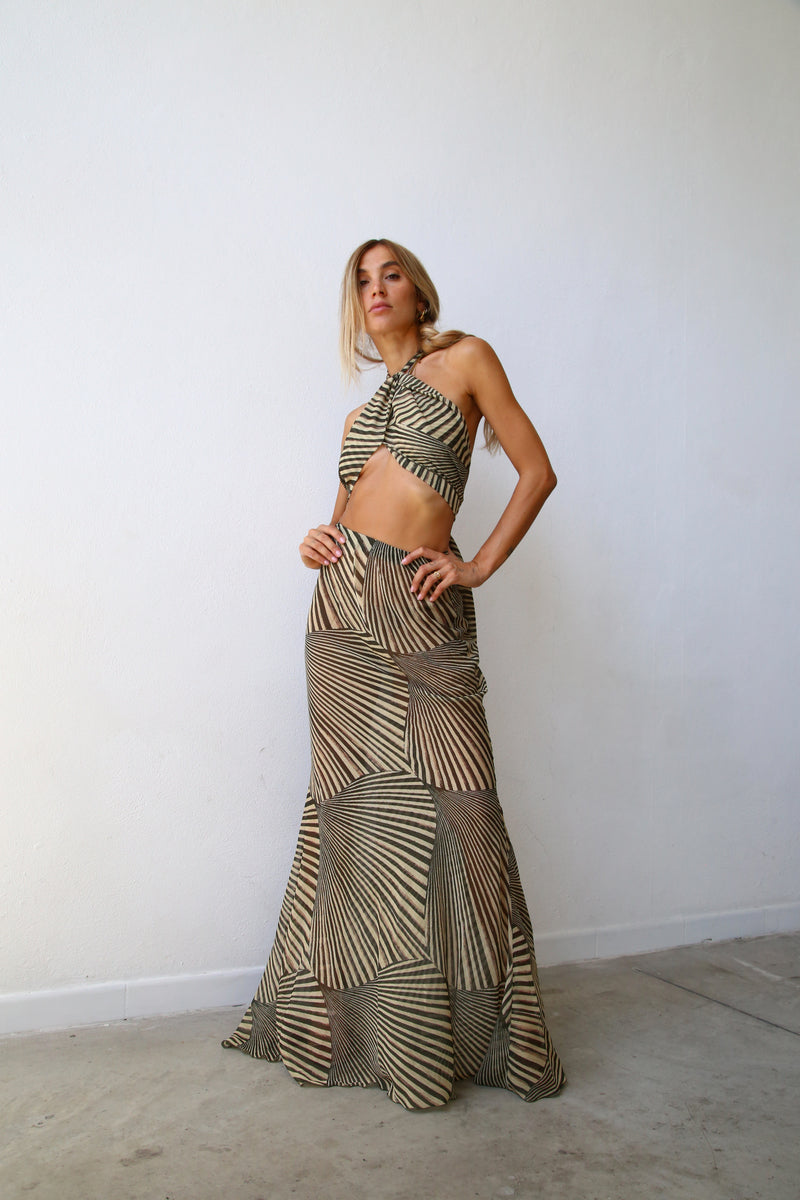 P4067VL GONNA A SIRENA FANTASIA VOILLE LIBERTY VERDE