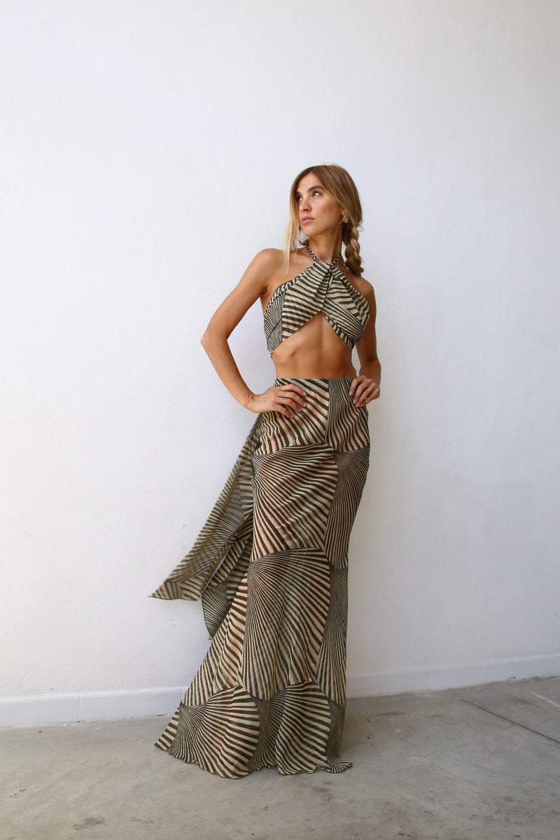 P4067VL GONNA A SIRENA FANTASIA VOILLE LIBERTY VERDE
