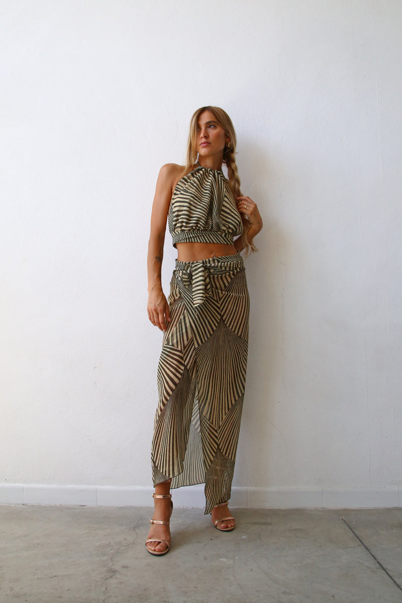 P4006 TOP AMERICANA CON FUSCIACCA E LACCETTO LIBERTY VERDE