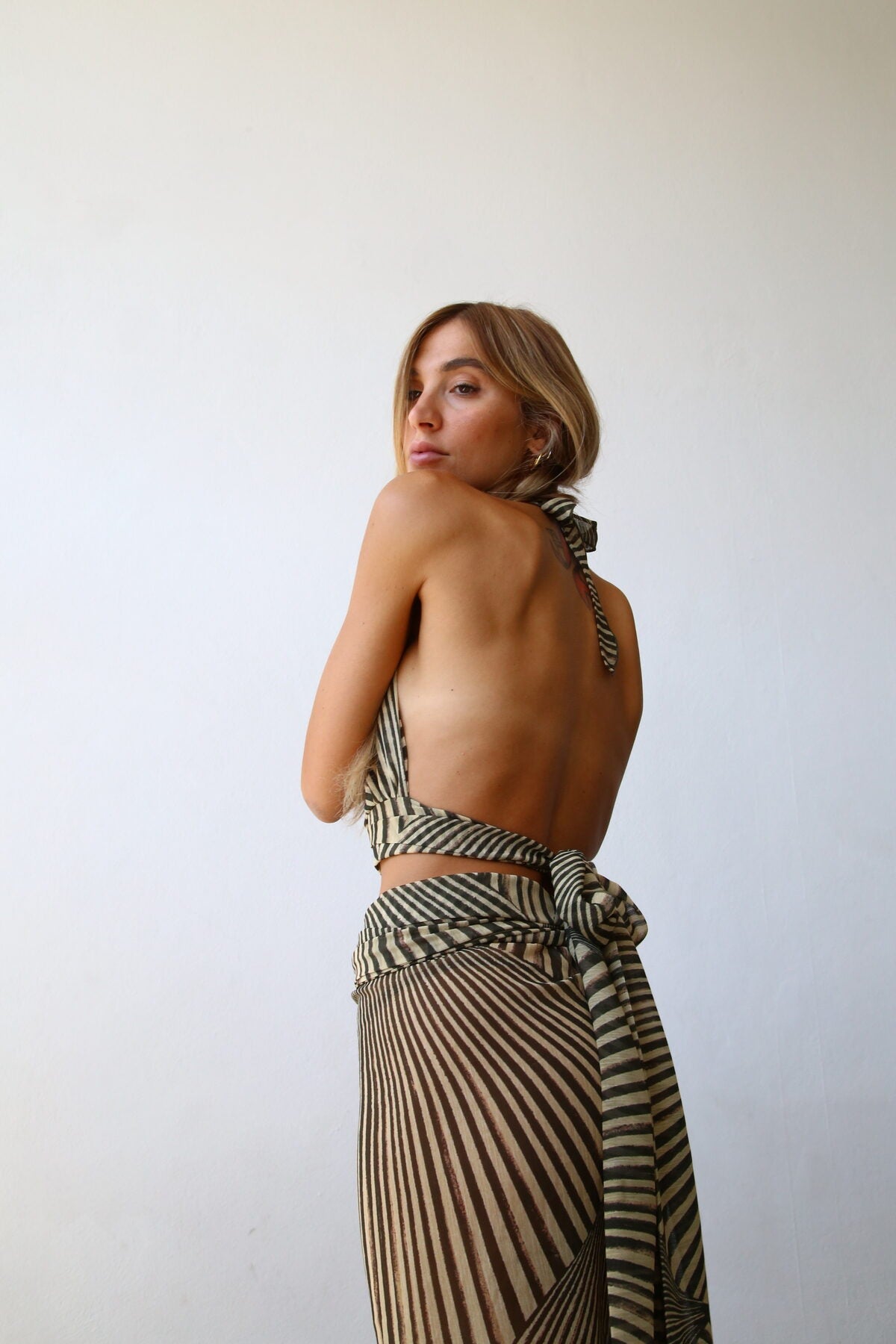 P4006 TOP AMERICANA CON FUSCIACCA E LACCETTO LIBERTY VERDE