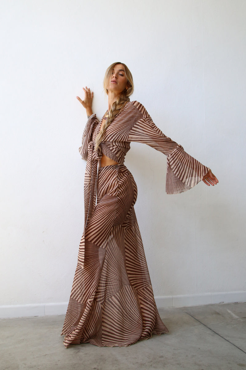 P4067VL GONNA A SIRENA FANTASIA VOILLE LIBERTY MARRONE
