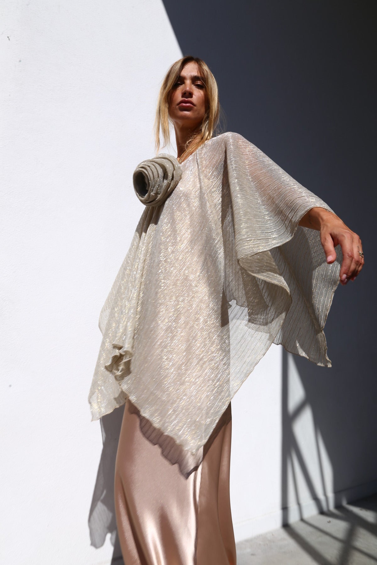 Cappa rettangolare lurex oro